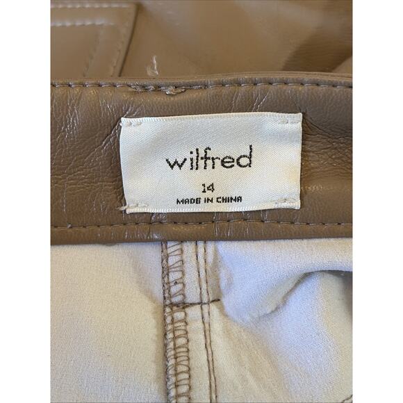 WILFRED Brown Tan The Melina Pant High-Waisted Vegan Leather Pants Womens 14 - Picture 8 of 10